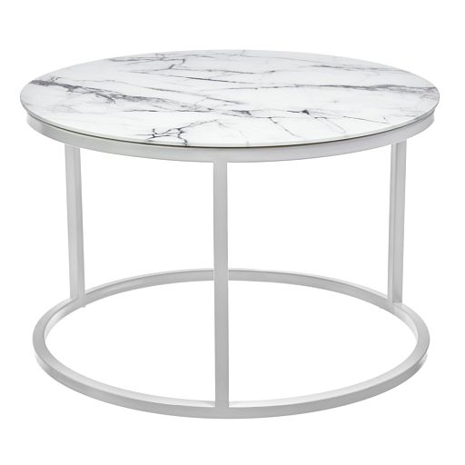 Набор кофейных столиков Tango белый мрамор с белыми ножками - изображение 6