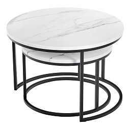Набор кофейных столиков Tango белый мрамор с чёрными ножками, 2шт - изображение 2