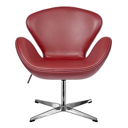 Кресло SWAN STYLE CHAIR красный, натуральная кожа - изображение 2
