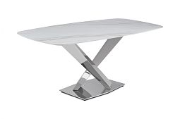 Стол обеденный Интерно Силвер DT-2883, 180х90х75 см, белый мрамор/серебро - изображение 1