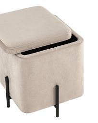 Пуф Грейс квадрат с ящиком велюр серо-бежевый - изображение 4