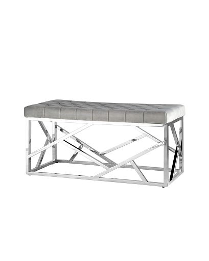 Банкетка-скамейка АРТ ДЕКО велюр серый сталь серебро - изображение 1