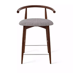Полубарный стул Fabricius, натуральный бук, тонированный коричневым лаком, шенилл темно-серый - изображение 2