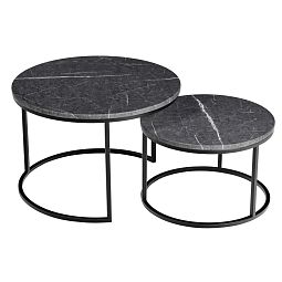 Набор кофейных столиков Tango серый мрамор с чёрными ножками, 2шт - изображение 2