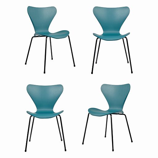 Комплект из 4-х стульев Seven Style голубой с чёрными ножками - изображение 1