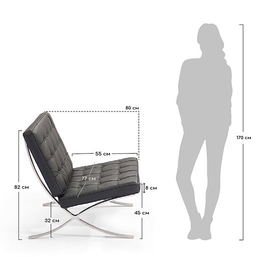 Кресло BARCELONA CHAIR чёрный - изображение 7