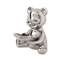 Статуэтка Медведь с подносом IST-067, 21х24 см, серебро - изображение 1