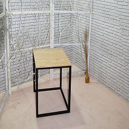 Стол в стиле лофт 35х35х59,6 см, МДФ, металл, светлое дерево - изображение 3