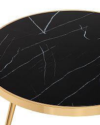 Журнальный столик Гелиос 80*80 стекло черный мрамор сталь золото - изображение 3