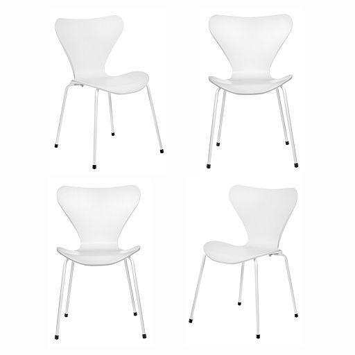 Комплект из 4-х стульев Seven Style белый с белыми ножками - изображение 1