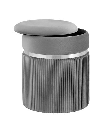 Пуф Миранда с ящиком серебро велюр серый - изображение 3