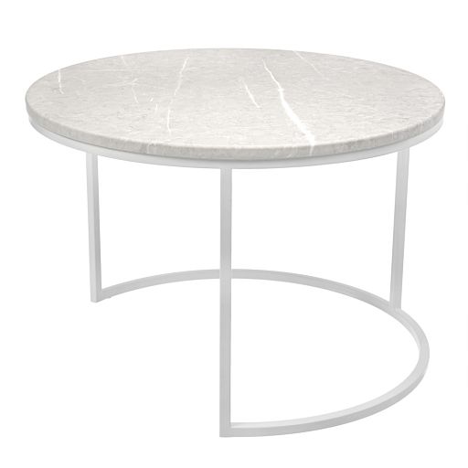 Набор кофейных столиков Tango бежевый мрамор с белыми ножками, 2шт - изображение 4