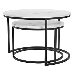 Набор кофейных столиков Tango белый мрамор с чёрными ножками, 2шт - изображение 3