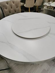 Стол обеденный Мелоди DT-018L, 140х140х75 см, белый мрамор/серебро - изображение 4
