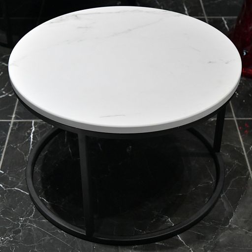 Набор кофейных столиков Tango белый мрамор с чёрными ножками, 2шт - изображение 17